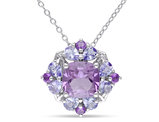 2.95 Carat (ctw) Amethyst and Tanzanite Pendant Necklace in Sterling Silver with Chain
